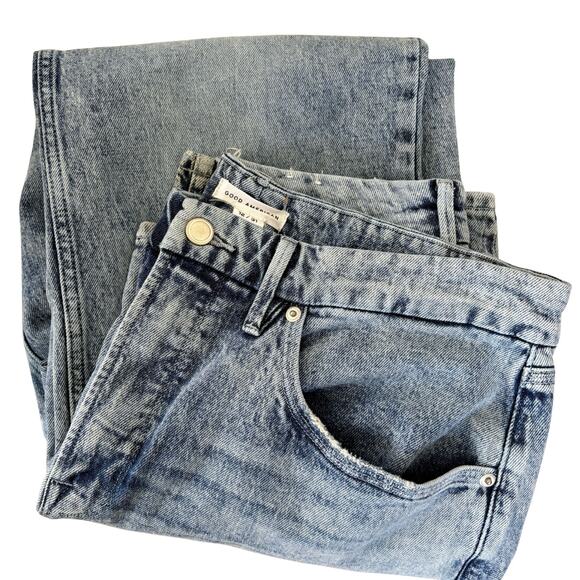 Good American High Waist Straight Leg Jeans 12/31 Light Wash Streetwear Retro - Picture 8 of 9